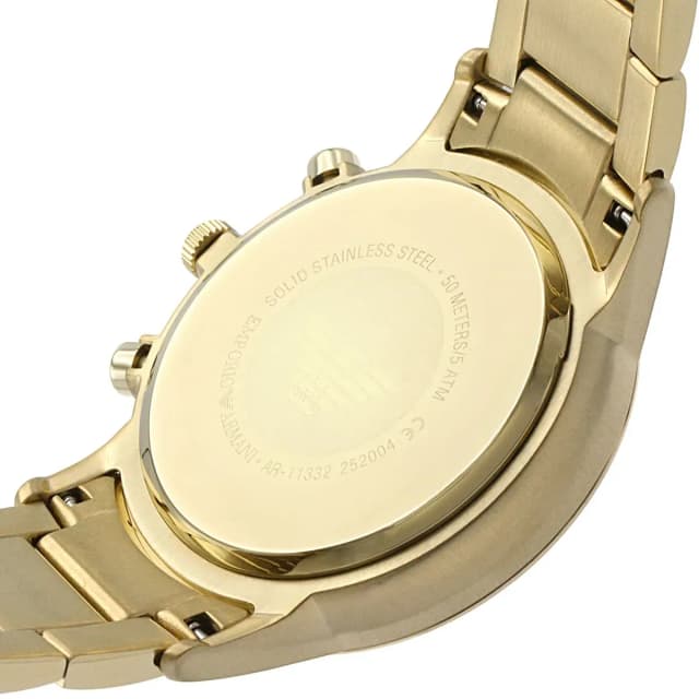 Back case of AR11332 with engraved Emporio Armani logo