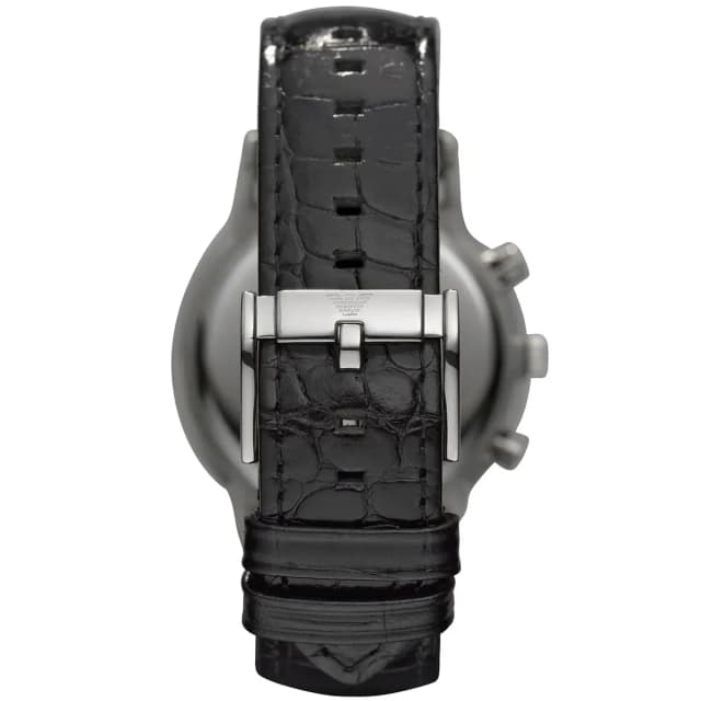 Black Leather Strap with Stainless Steel Buckle