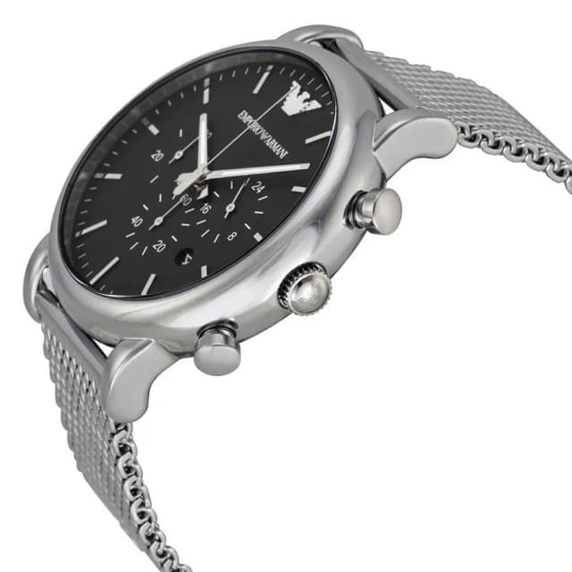 Black dial close-up of Emporio Armani AR1808