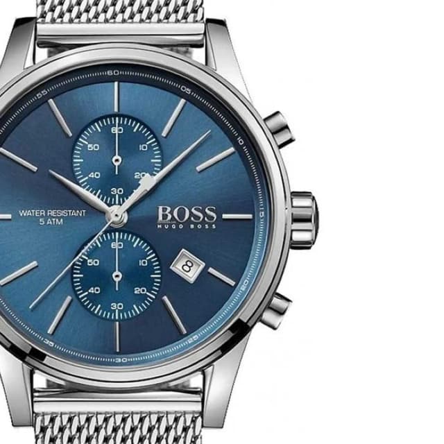 Close-up of the three chronograph subdials on the watch face