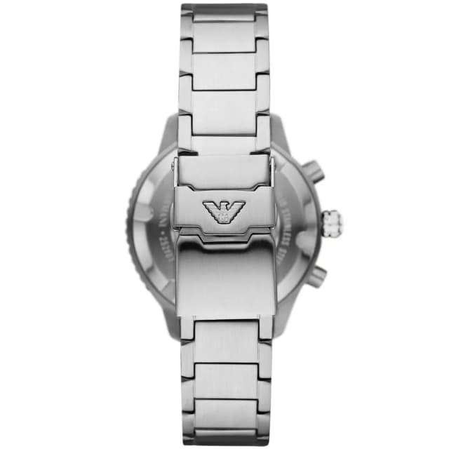 Stainless steel bracelet with brushed and polished finishes.