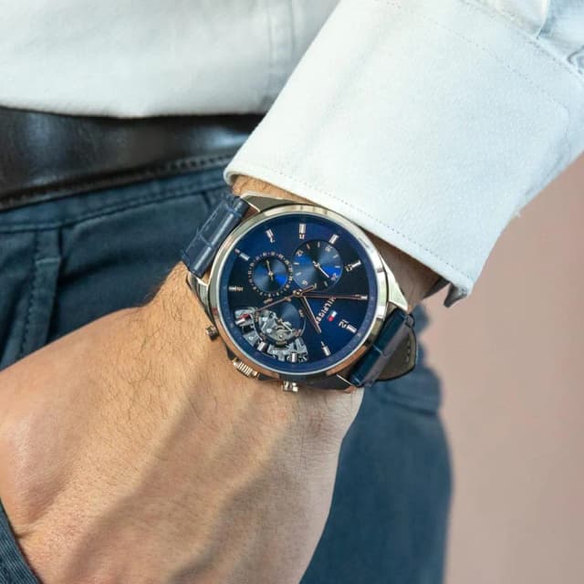 The watch worn on wrist showcasing its elegant fit