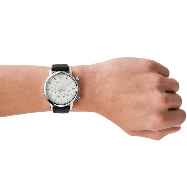 Wrist shot showing Emporio Armani AR1807 worn on hand