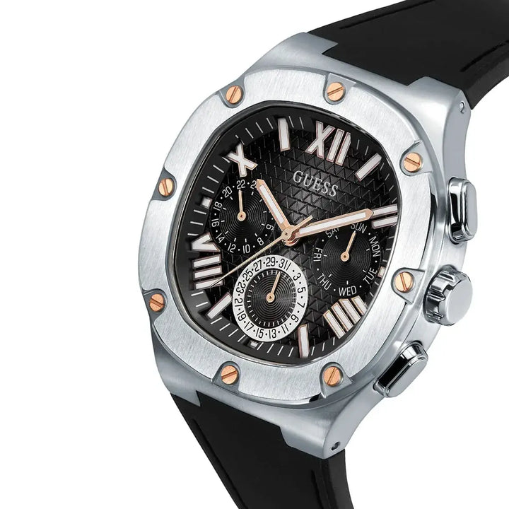 Guess GW0571G1 Men’s Watch – Black Dial with Black Rubber Strap – Clocky