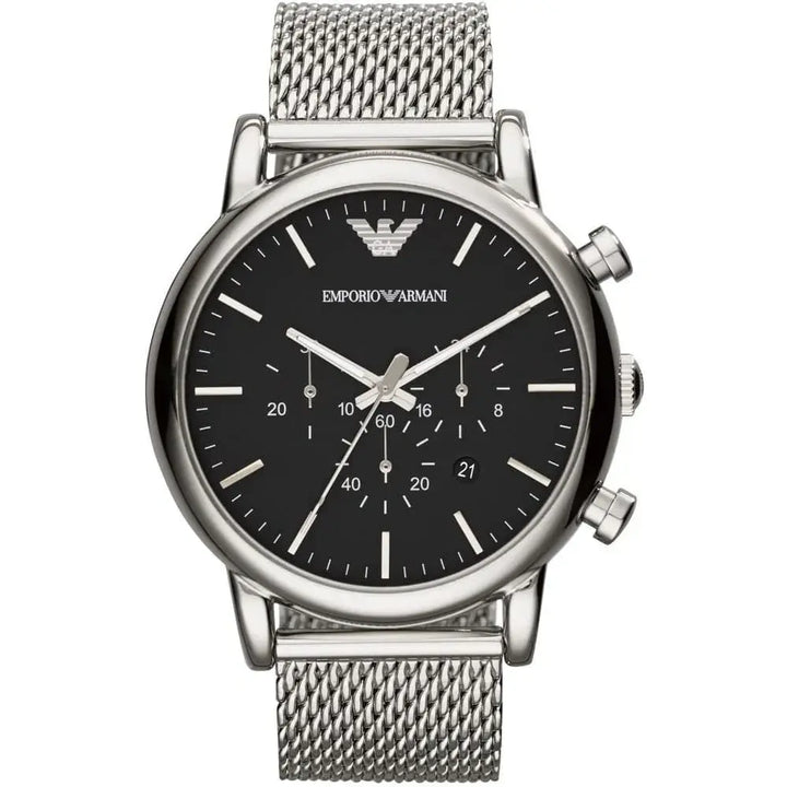 Emporio Armani AR1808 – Silver Stainless Steel Watch with Black Dial ...