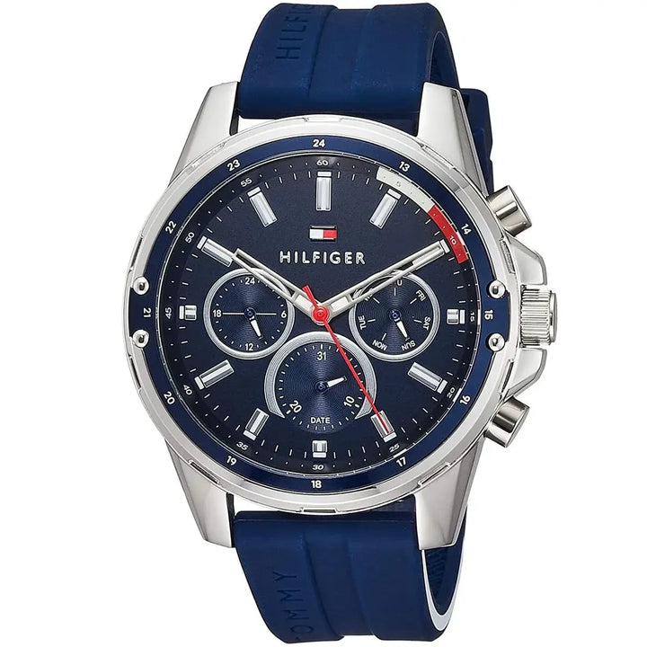 Tommy Hilfiger Men's Watch 17917914 – Stylish Blue Rubber Strap – Clocky