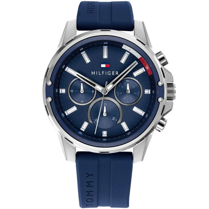 Tommy Hilfiger Men's Watch 17917914 – Stylish Blue Rubber Strap – Clocky