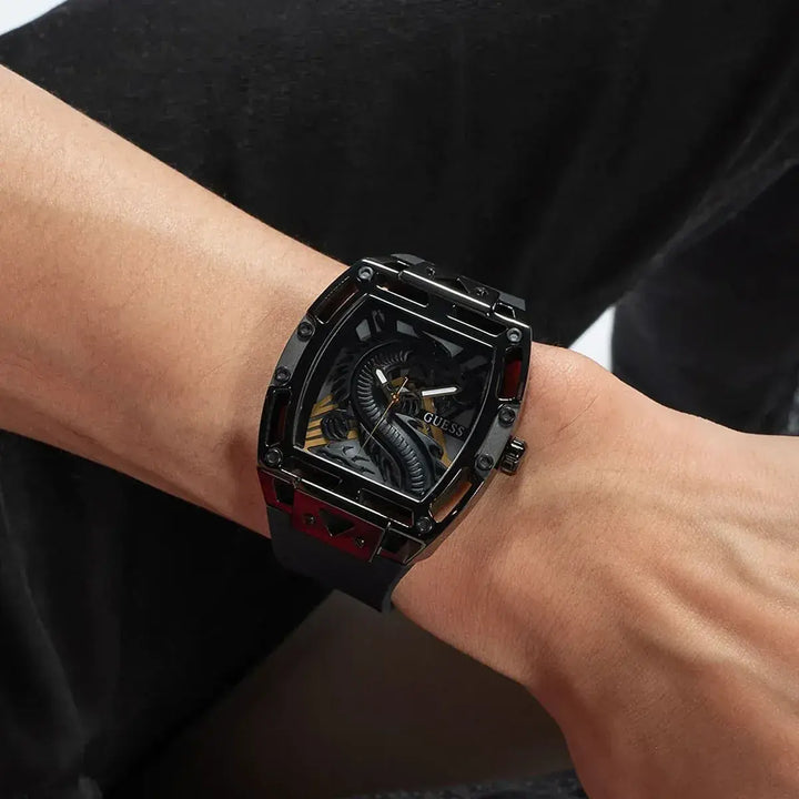 Guess GW0648G1 Men’s Watch – Matte Black Dial with Black Rubber Strap ...