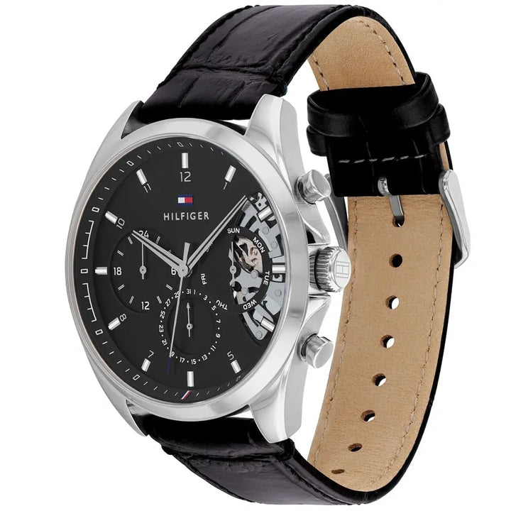 Tommy Hilfiger 1710449 – Black Dial & Black Leather Strap – Clocky